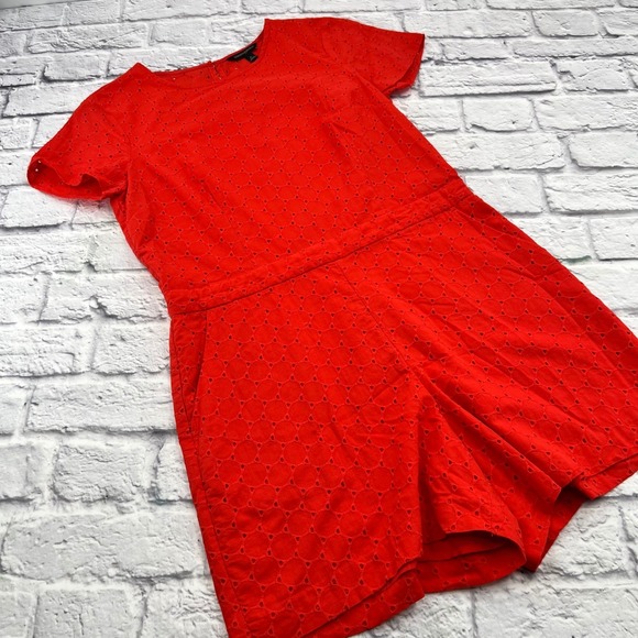 Banana Republic Pants - Banana Republic Womens Red Eyelet Lace Romper Short Sleeve Size 6